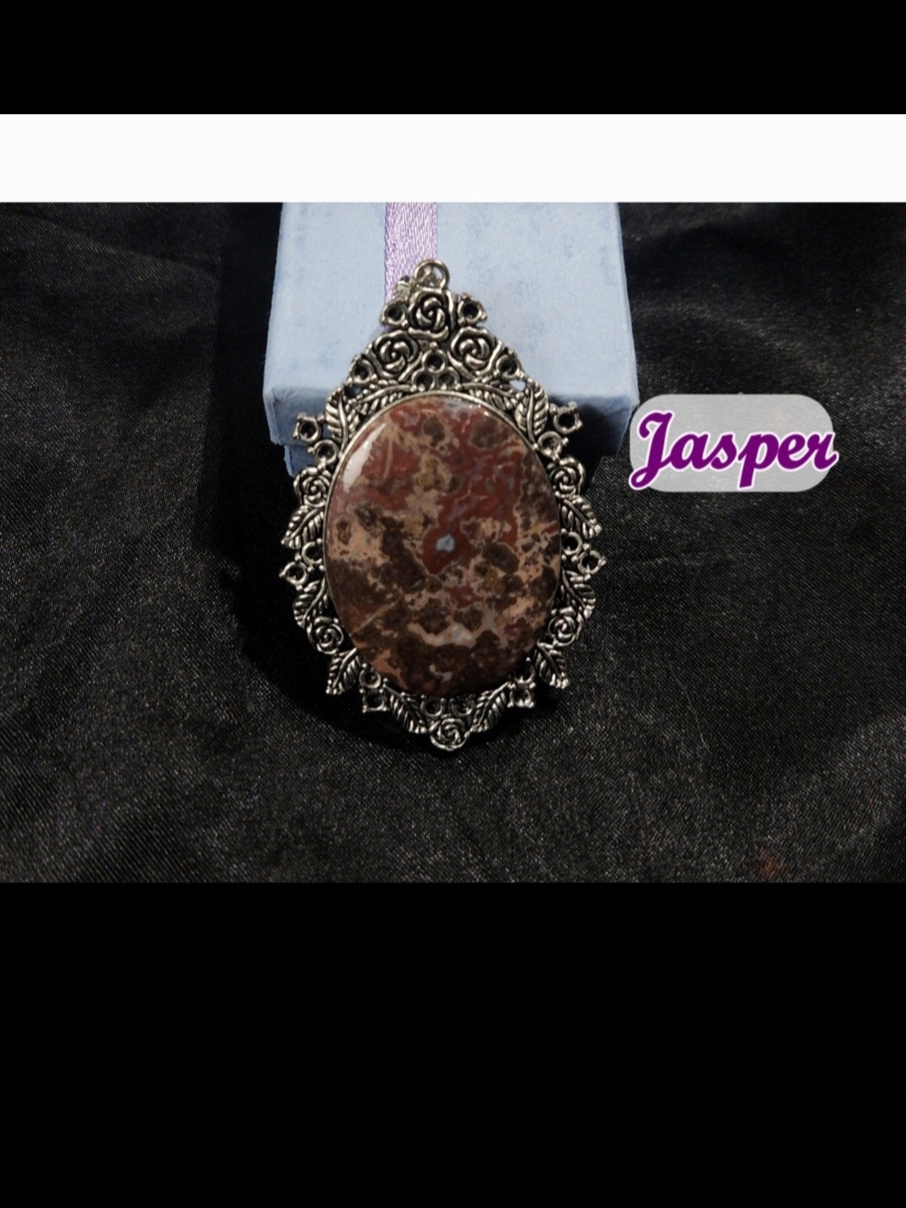 X- Lg,Natural, Jasper Colorful Oval Statement Pendant/ Red, Browns And Tan Color